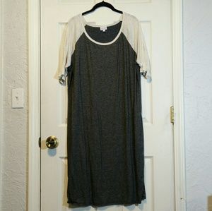LuLaRoe 3x Julia heathered grey with cream sleeves